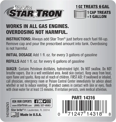 Vista 2 de Star TRON Tratamiento de combustible enzimático - Gas, estabiliza la gasolina vieja