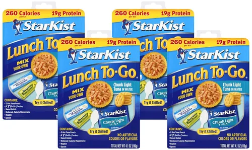 Vista 14 de StarKist Lunch-To-Go Albacore Mezcla tu propia ensalada de atún, kit de 4.5 onzas, 1 paquete 0.67 oz de proteína por porción, listo para comer