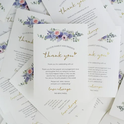 Vista 6 de HUIHUANG Tarjetas de agradecimiento de boda, 50 tarjetas de lugar para colocar la mesa, tarjetas de lugar para recuerdos de boda, recepciones Floral