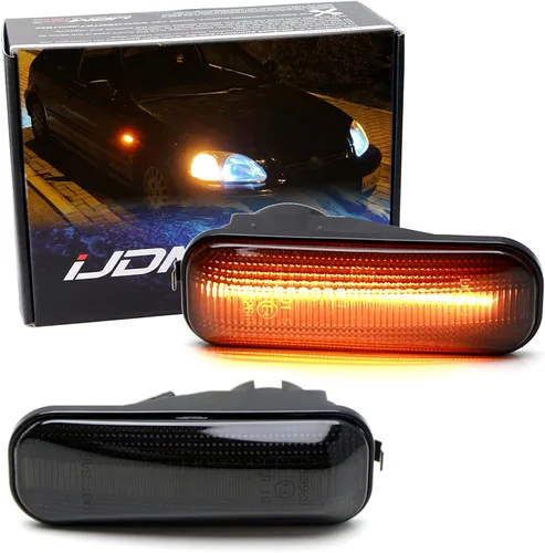 Vista 10 de iJDMTOY JDM-Spec - Luces de marca lateral de parachoques delantero con lentes ámbar semitransparentes y LED completos con cables de conexión