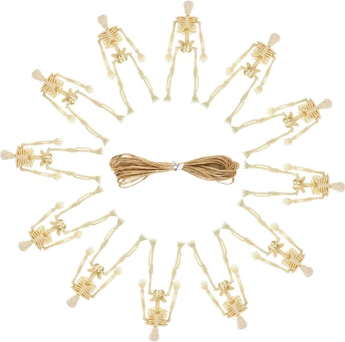 Vista 7 de FINGOOO Mini figuras de esqueleto, 12 piezas de esqueletos pequeños de 6 pulgadas, decoraciones de Halloween para manualidades, accesorios de casa