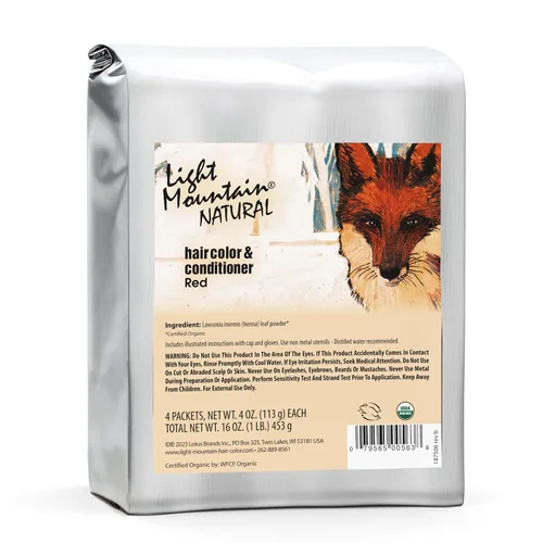 Vista 10 de Light Mountain Henna & Conditioner - Tinte para el cabello castaño rojizo para hombres y mujeres, polvo orgánico de hoja de henna y botánicos, sin