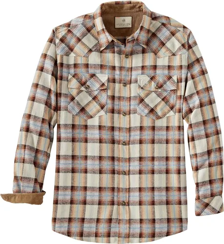 Vista 8 de Legendary Whitetails Camisa de franela para hombre, tipo vaquera, con botones, de algodón cepillado negro espiga