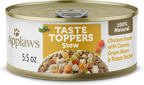 Vista 8 de Applaws Taste Toppers, adorno de comida para perros sin granos, ingrediente limitado, estofado de carne con zanahorias, guisantes y frijoles