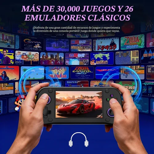 Vista 4 de Consola de juegos portátil retro G28 – más de 20,000 juegos retro precargados, pantalla IPS de 4.3 pulgadas, 64 GB expandible, consola