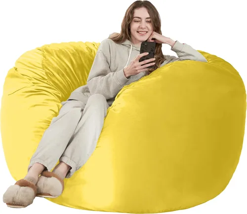 Vista 27 de HABUTWAY Silla de Puf de 2 Pies, Puf de 2' de Sillones Pequeños con Relleno, Silla de Puf en Forma de Lágrima de Terciopelo Ultra Suave con Funda