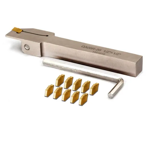 Vista 7 de OSCARBIDE Soporte para herramientas de corte de ranurado y separación de torno de 1/2" con 10 insertos Diestro 10 piezas de insertos de carburo