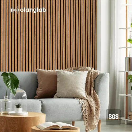 Vista 9 de Olanglab Paquete de 4 paneles de pared con listones de madera, paneles de pared acústicos de madera, 94.5 x 12.6 pulgadas cada uno, paneles de pared
