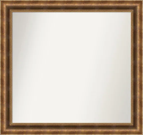Vista 521 de Amanti Art Espejo de pared personalizado no biselado (25 x 25 pulgadas), marco de bronce acentuado, varios tamaños personalizados, espejo de baño