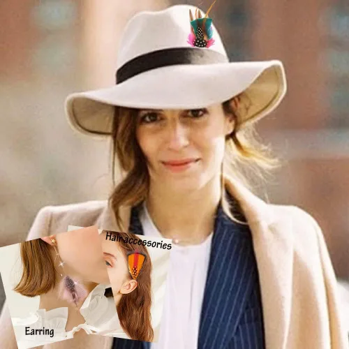 Vista 6 de Sombrero de plumas surtidas de plumas naturales para hombres y mujeres, sombreros artesanales, manualidades, accesorios coloridos para el cabello