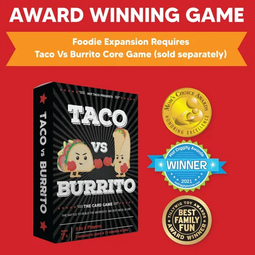 Vista 8 de Taco vs Burrito Foodie - Paquete de expansión - Requiere juego básico para jugar, juego de cartas creado por un niño de 7 años y perfecto