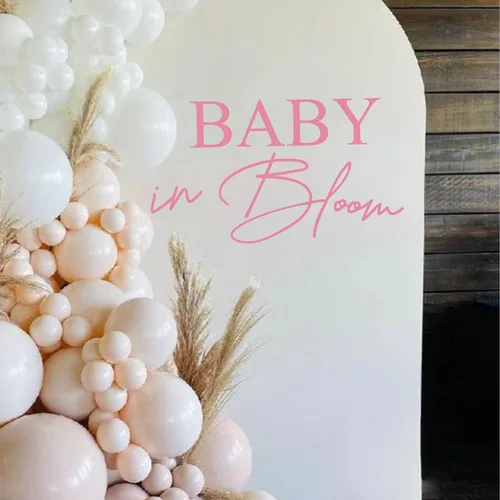 Vista 9 de VANGNING Baby in Bloom Calcomanía Letrero - Calcomanía de Baby Shower para niña o niño, decoración de revelación de género para telón de fondo, arco
