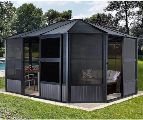 Vista 2 de Sojag Solarium Charleston al aire libre de 12' x 12' solarium al aire libre con mosquiteras