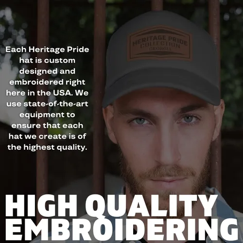 Vista 4 de Heritage Pride Gorra de béisbol bordada para hombre, diseño de bosque de montaña de búfalo