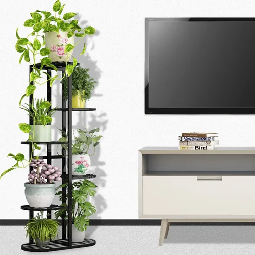Vista 3 de Moutik - Soporte vertical para macetas de jardín, 6 niveles para 7 macetas, estantería múltiple para plantas