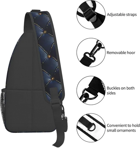 Vista 3 de Small Crossbody Bags for Women Men - Vintage Navy Leather Plaid Print Adjustable Shoulder Bag Fanny Packs Belt Sling Bag Crossbody Purses Backpack