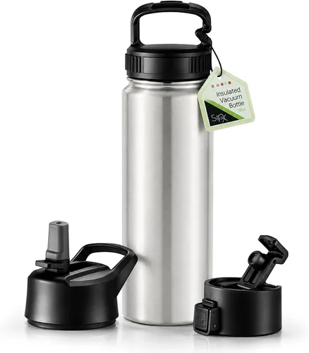 Vista 17 de SIPX™ Botella de Agua Aislada de 18 oz con 3 Tapas – Acero Inoxidable a Prueba de Fugas, Triple Aislamiento – Frío 24 Horas/Caliente 12 Horas – Negro