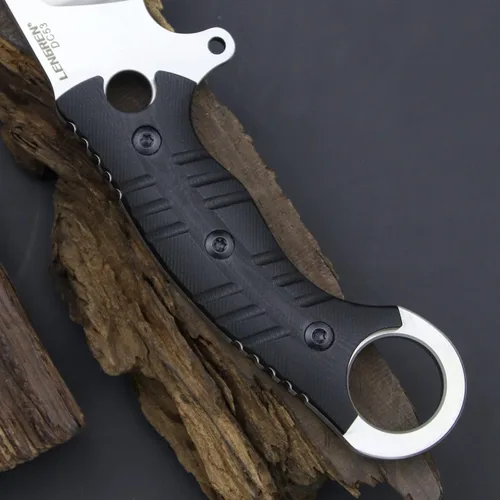 Vista 6 de Cuchillo de hoja fija de 12.2 pulgadas, mango de acero G10 DC53, cuchillo de garra para exteriores, herramientas EDC de campamento, fundas Kydex