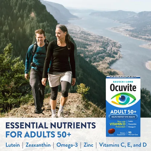 Vista 7 de Ocuvite Adultos Más de 50 Vitaminas y Suplementos Minerales para la Salud Ocular con Luteína, Zeaxantina y Omega-3, 90 geles blandos (paquete de 2)