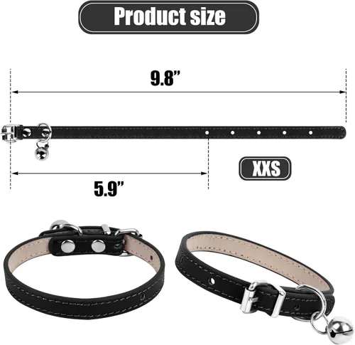 Vista 3 de XXS Teacup - Collar para perro, color negro, 3/8 pulgadas de ancho para perros y gatos pequeños Collares de perro rosa, collares de té para perros