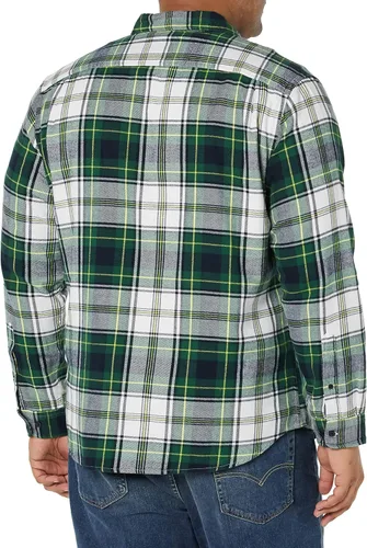 Vista 5 de Tienda Essentials Camisa de franela de manga larga con dos bolsillos para hombre