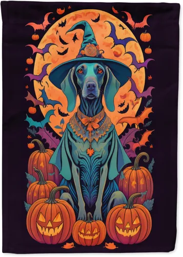 Vista 30 de Caroline's Treasures DAC1466GF - Bandera decorativa para jardín de Halloween de Affenpinscher Witchy para jardín, decoración para patio exterior
