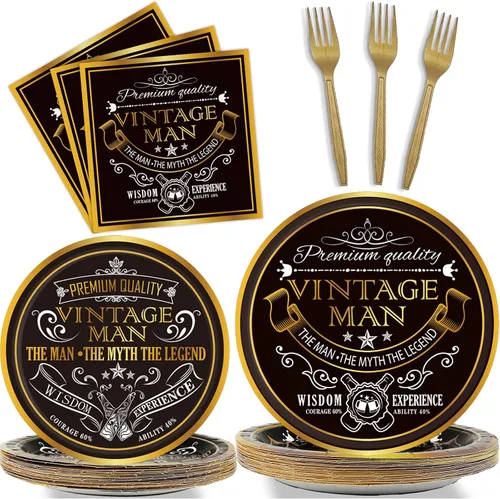 Vista 21 de gisgfim 96 piezas de suministros para fiesta de cumpleaños de 18 años, platos de papel, servilletas, hora de ser adulto, rojo y negro, juego