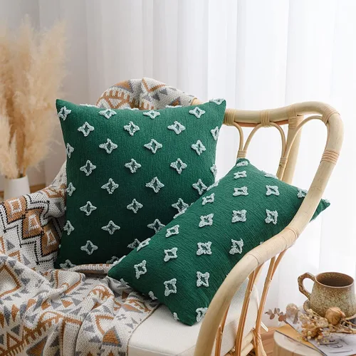Vista 2 de vctops Juego de 2 fundas de cojín decorativas de algodón estilo bohemio copetudo, súper suaves y cómodas para sofá, cama, automóvil