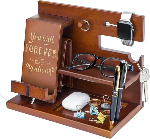 Vista 10 de awofer Estación de acoplamiento de madera personalizada para teléfono, versículo bíblico personalizado, regalos religiosos para hombres, múltiples