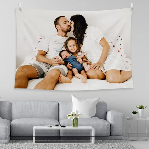Vista 6 de BLINGPAINTING Tapiz personalizado para cargar imágenes personalizables, telón de fondo personalizado, crea tu propio tapiz para colgar en la pared