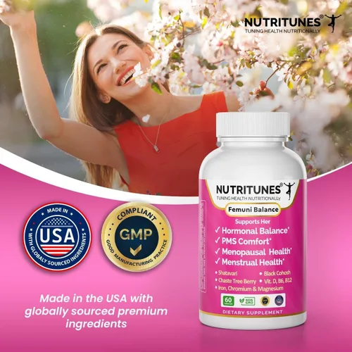 Vista 6 de Femuni Balance - Equilibrio hormonal femenino y apoyo del estado de ánimo: PMS, salud menstrual y bienestar femenino con cohosh negro, vitex