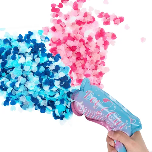 Vista 7 de Pistola de felicitación con globos de confeti para revelación de género, para él o ella (juego de 10) suministros de fiesta para bebé niño o niña