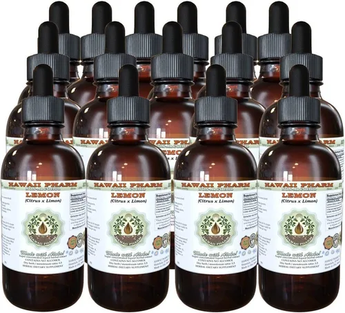 Vista 8 de Limón Sin Alcohol líquido, extracto de limón (citrus X Limon) secas Peel glycerite Hawaii Pharm Suplemento de hierbas naturales