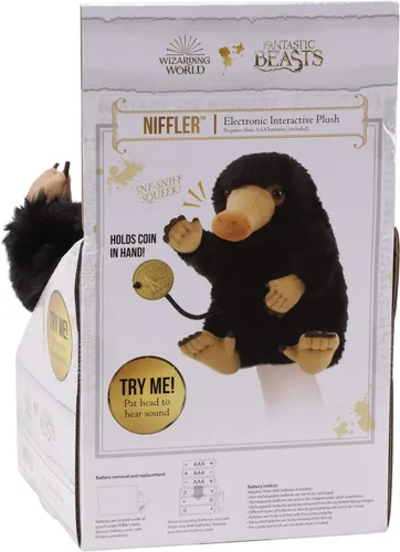 Vista 6 de The Noble Collection Wizarding World Fantastic Beasts Niffler - Marioneta de peluche interactiva electrónica