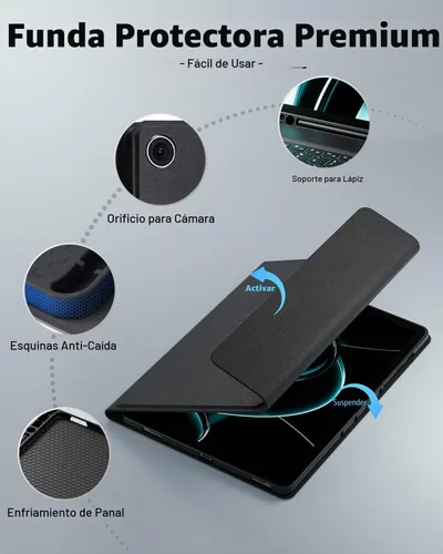 Vista 7 de Funda de teclado para Tab A9 de 8.7 pulgadas con teclado Samsung Galaxy Tab A9-2023 (SM-X110/SM-X115) Funda para tableta con teclado mágico