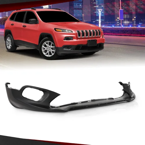 Vista 9 de Cubierta de parachoques delantero inferior compatible con Jeep Cherokee (submodelo: Latitude, Limited, North, Sport) 2014 2015 2016 2017 2018 Negro