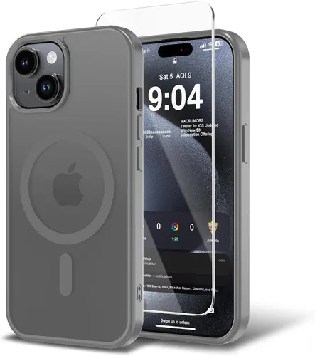 Vista 149 de Funda para iPhone 11 con protector de pantalla, compatible con MagSafe, ultra delgada, translúcida, mate, a prueba de golpes, color negro