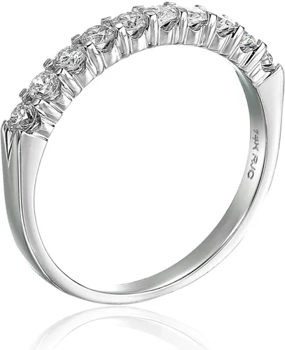 Vista 5 de Vir Jewels Anillo de boda con diamantes de 1 quilate, oro blanco de 14 quilates, 10 piedras redondas