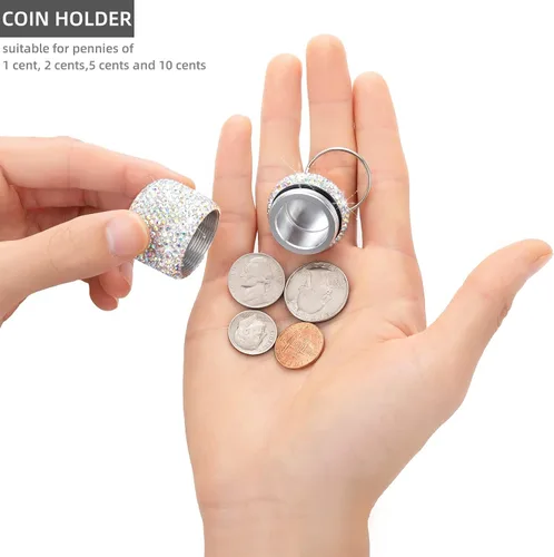 Vista 5 de Pastillero con llavero de diamante, pequeño organizador de píldoras, caja de bloqueo de medicamentos, lindo estuche de medicina para bolso, soporte