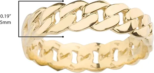 Vista 3 de Anillo de eternidad con cadena de eslabones cubanos de oro amarillo de 10 quilates, 0.197 in de ancho, elección de tamaño de anillo