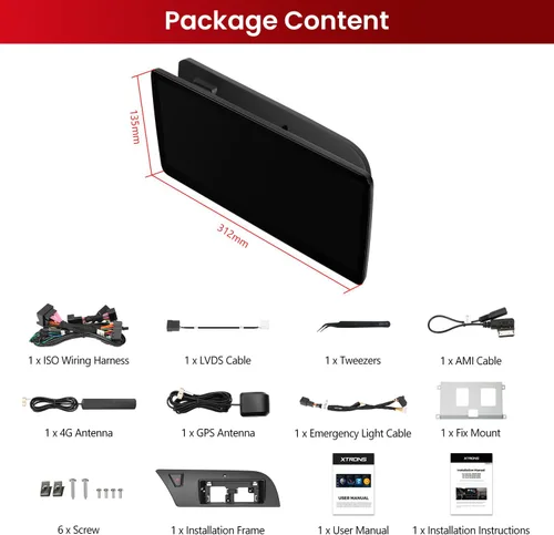 Vista 9 de XTRONS Estéreo de coche Android 13 de 12.3 pulgadas para Audi A4 S4 RS4 A5 S5 RS5 B8 Concierto/Sinfónica Sistema de Radio, IPS Pantalla táctil