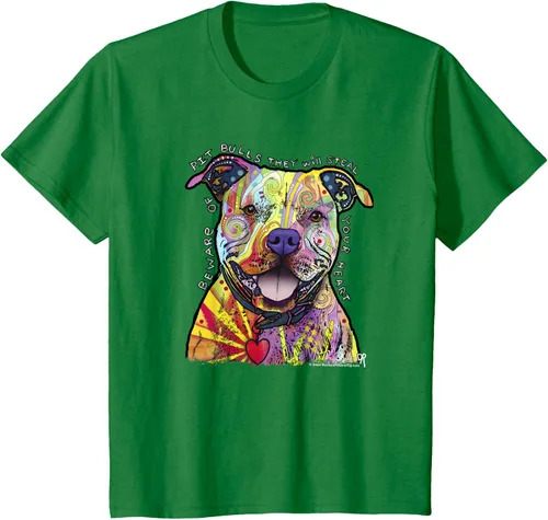 Vista 45 de Beware Of Pit Bulls, Dean Russo Pitbull Original - Camiseta para amantes de los perros, Negro