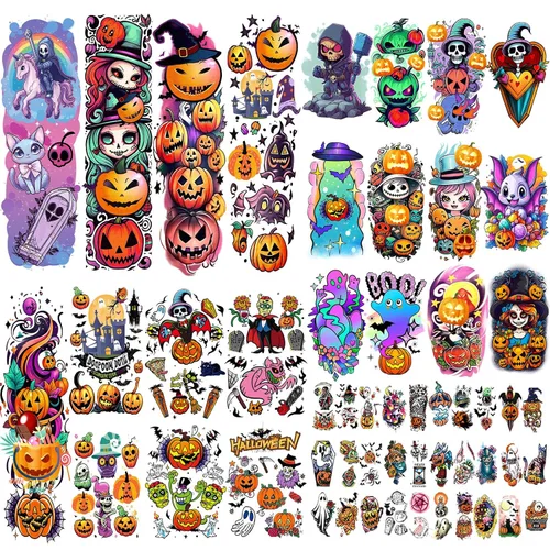 Vista 12 de 77 hojas de tatuajes temporales, 17 hojas de tatuajes de medio brazo de gatos, perros, conejos, leones y elefantes lindos para hombres, mujeres