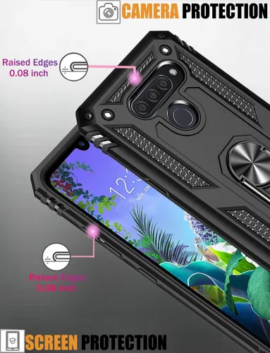 Vista 4 de Compatible con teléfono K50, [grado militar] soporte magnético de anillo de coche soporte soporte soporte protector protector (negro)
