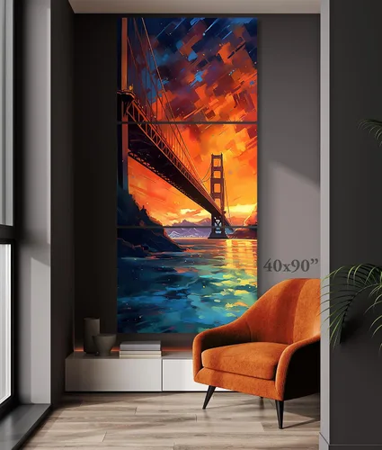 Vista 8 de Golden Gate Bridge San Francisco - American Landmark Painted Fine Art PRINT or CANVAS Wall Art - Home Decor in Multiple Sizes