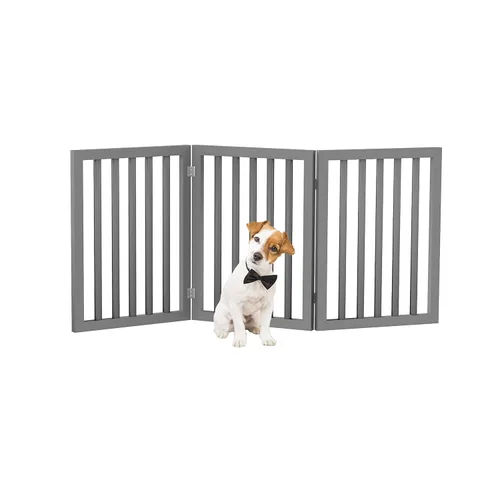 Vista 5 de Puerta para mascotas de interior - Puerta plegable de 3 paneles para escaleras o puertas - Valla para mascotas independiente de 54x23.75 pulgadas
