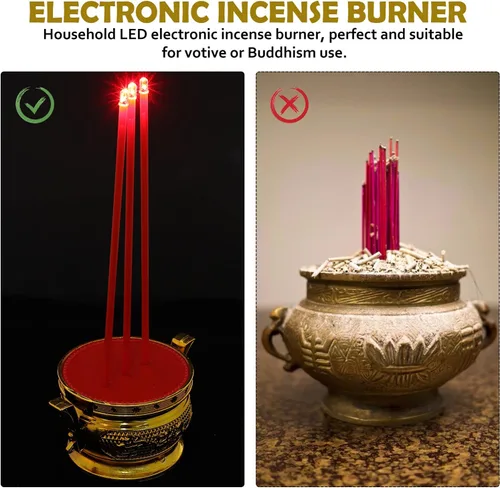 Vista 5 de NUOBESTY Lámpara de vela budista LED eléctrica luz decorativa quemador de incienso soporte budista templo budista Buddha suministros candelabros