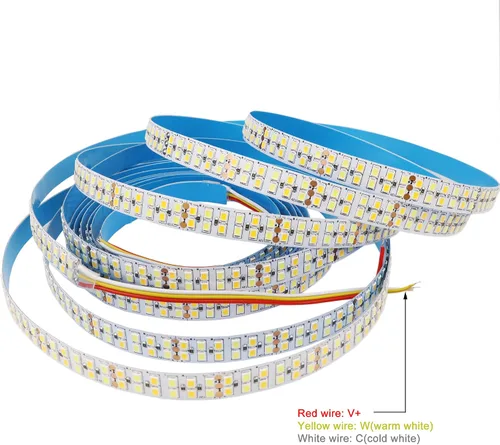 Vista 4 de Tira de luces LED sintonizables de 12 V CC CCT blanco cálido blanco frío 3000K-6500K 1680LEDs 16.4ft SMD 2835 Luces de cinta LED no impermeables