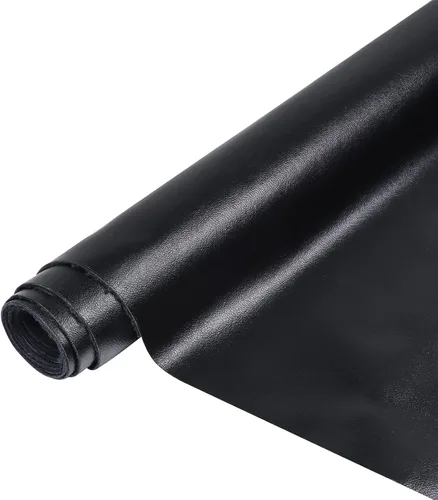 Vista 5 de Tela de cuero sintético impermeable de 108 x 54 pulgadas, vinilo marino, piel sintética, no se agrieta para tapicería, vehículo, pontón, barco, Negro