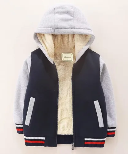 Vista 3 de Funnymore Chaquetas con capucha para niño, sudadera con cremallera y forro polar Sherpa con capucha para otoño e invierno, abrigo para exteriores